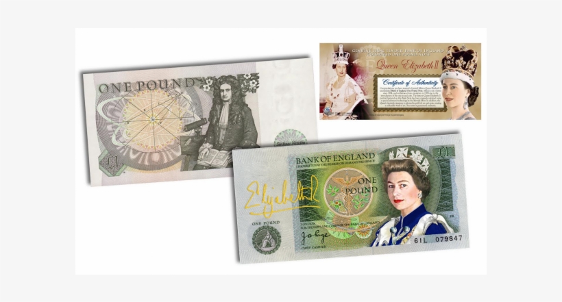 Queen Elizabeth Ii Colorized Bank Of England One Pound - One Pound Note, transparent png