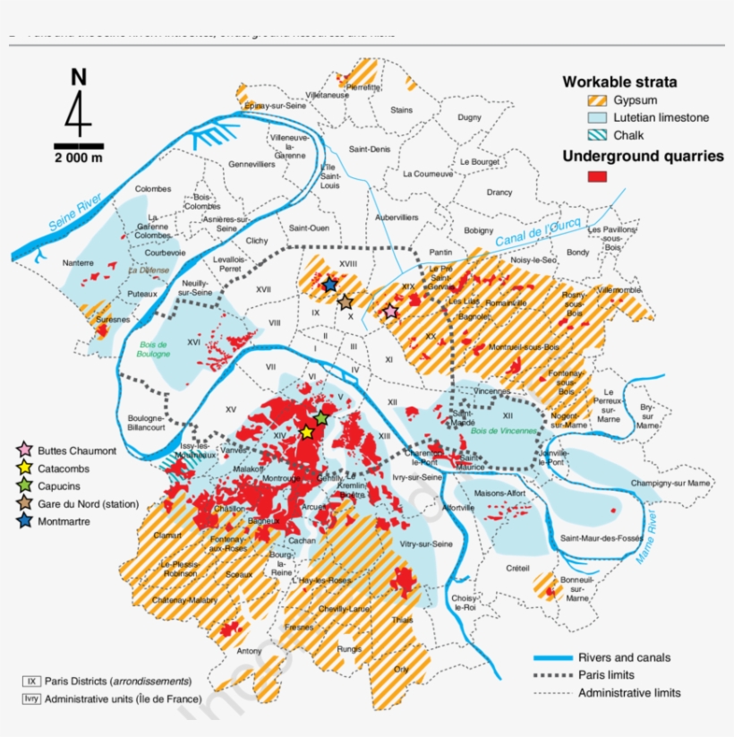 5 Map Of Old Quarries In The Former Dept Of Seine - Atlas, transparent png
