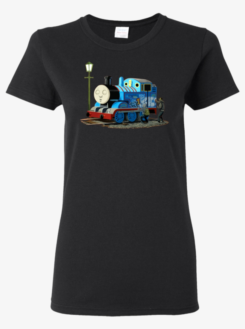 Banksy Thomas The Tank Engine Ladies T Shirt T Shirts - Poster: Graffiti On Sleeping Cartoon Train, 81x61cm., transparent png