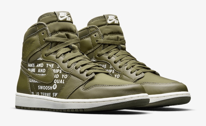Air Jordan 1 High Og Coral Color - Jordan 1 Olive Canvas, transparent png