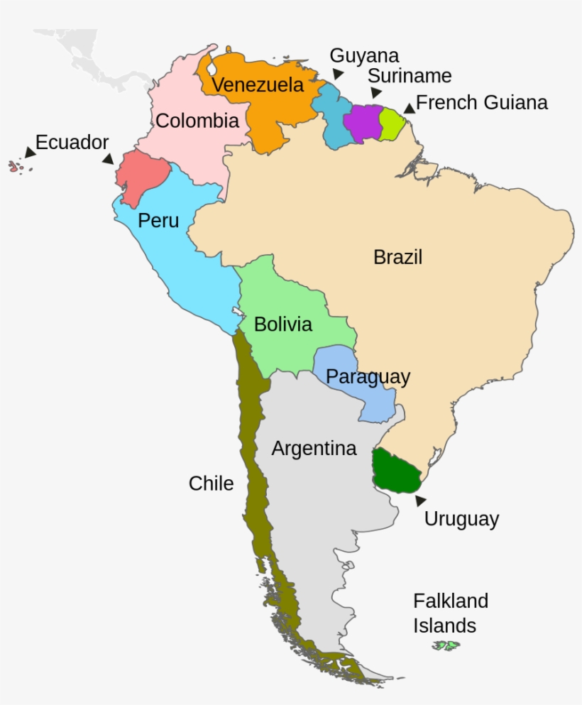 South America Map English, transparent png