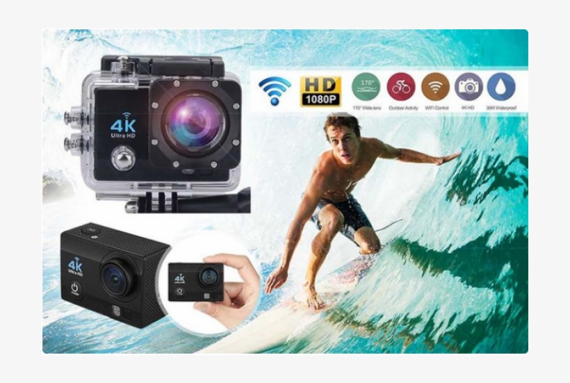 4k Wi-fi Waterproof Action Camera (black), transparent png