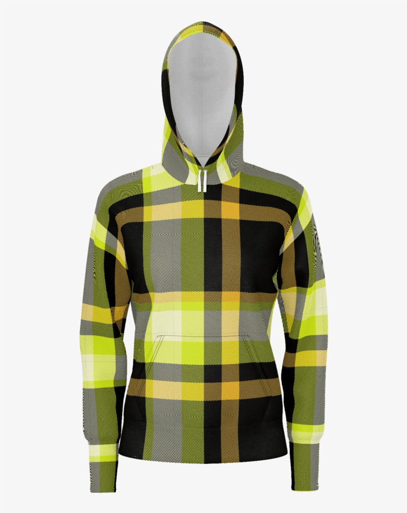 Yellow & Black Checkered Pattern Hoodie - Hoodie, transparent png