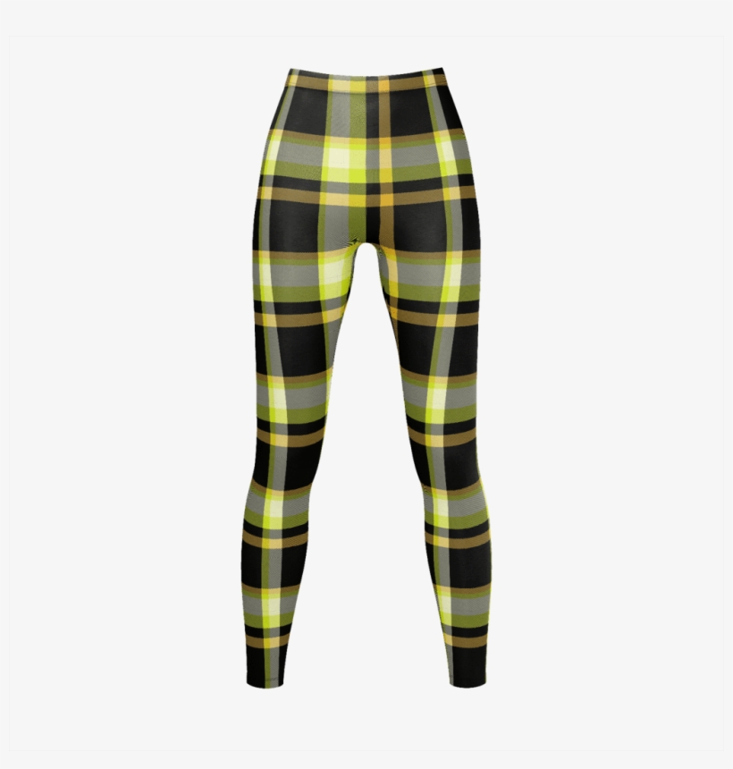 Yellow & Black Checkered Pattern Leggings - Yellow, transparent png