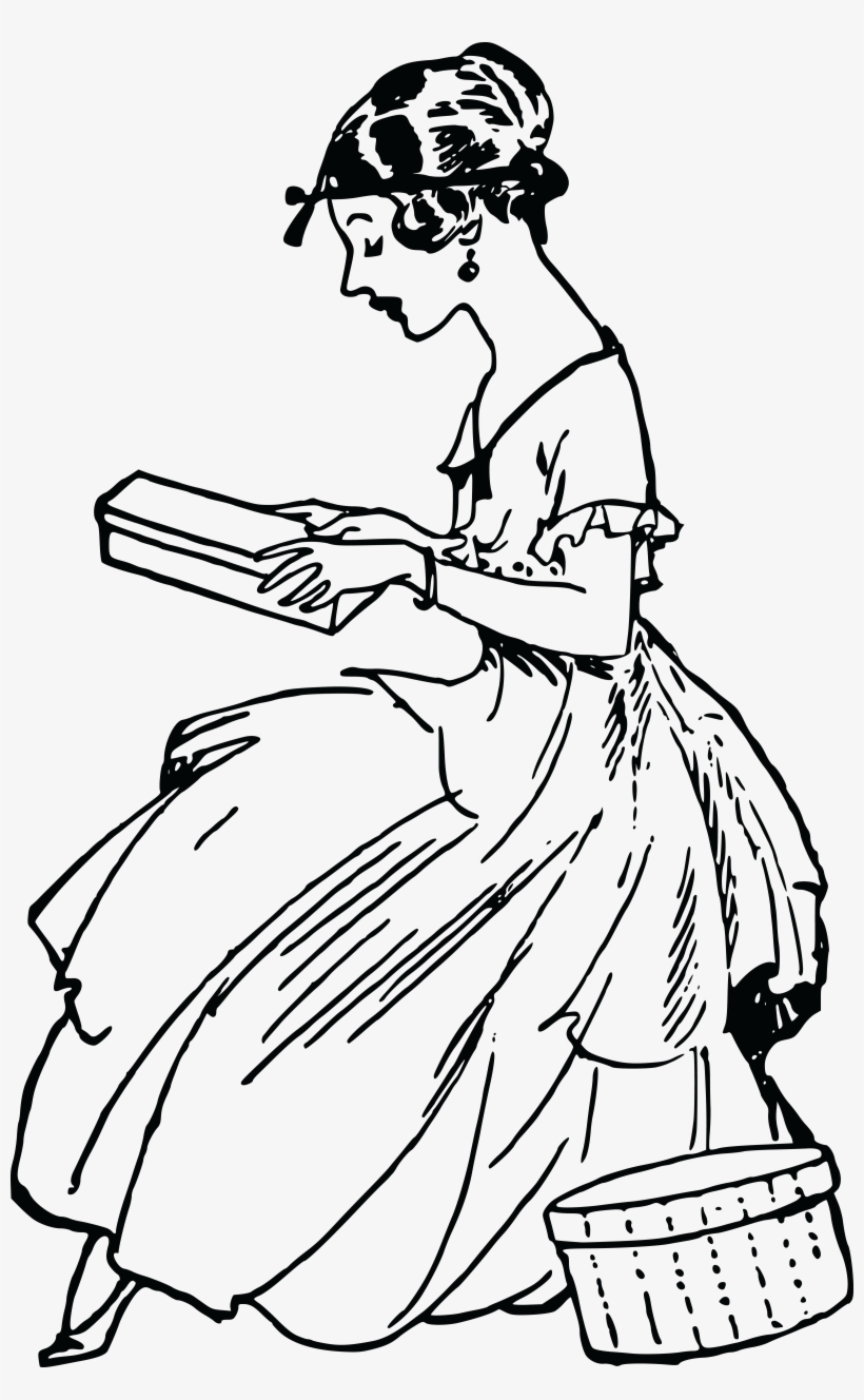 Free Clipart Of A Vintage Woman Reading - Vintage Woman Reading Clipart, transparent png