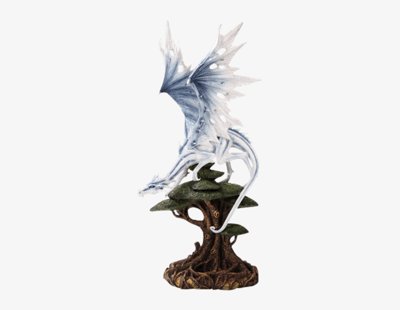 Treetop Ice Dragon Statue - White Winged Dragon Stand On Tree, transparent png