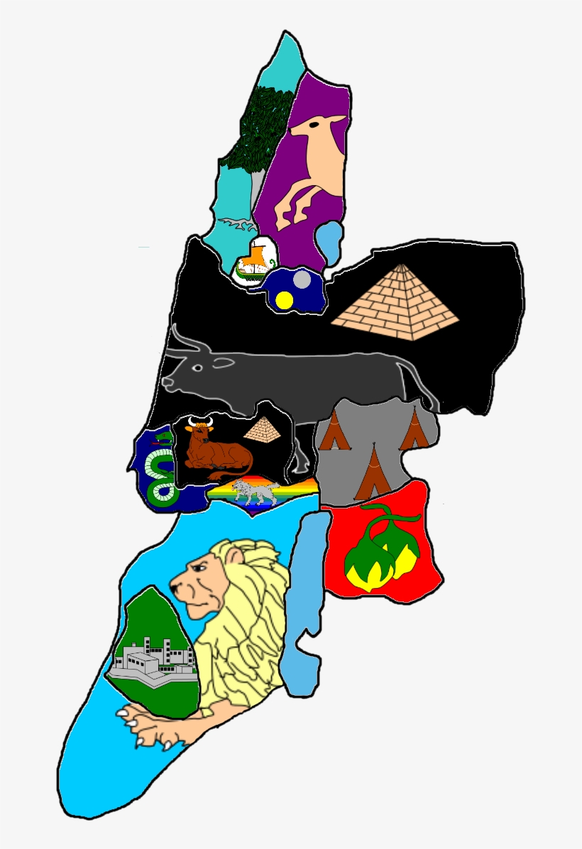 Flag Map Of Twelve Tribes Of Israel - Twelve Tribes Of Israel Clipart, transparent png