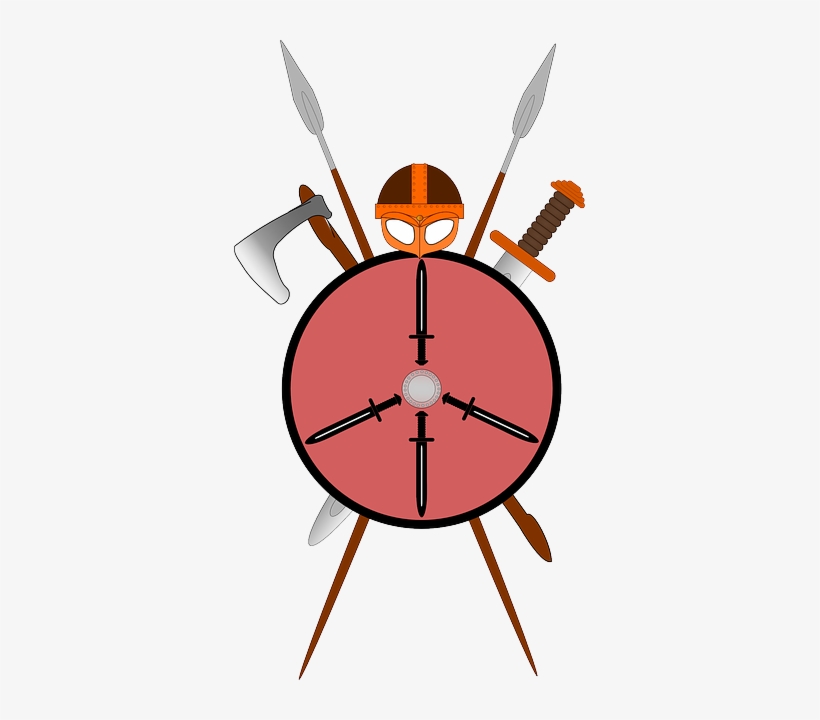 Helm, Sword, Shield, Spear, Lance, Axe, Warrior - Spear Shield Clipart, transparent png