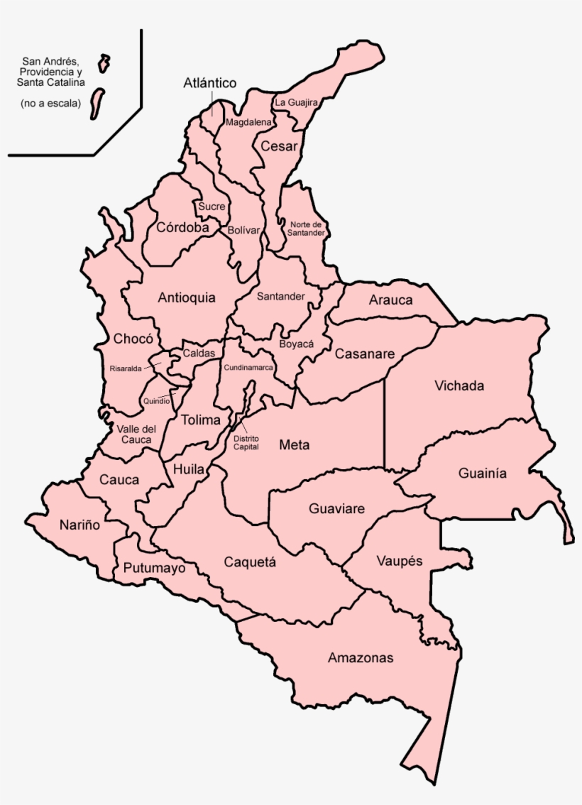 Colombia Departments Spanish - Map Of Colombia With Departments, transparent png