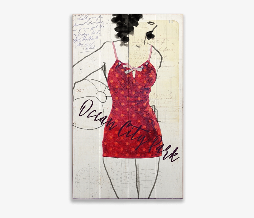View Zoom Red Bathing Suit With Beach Ball Postcard - Sketch, transparent png