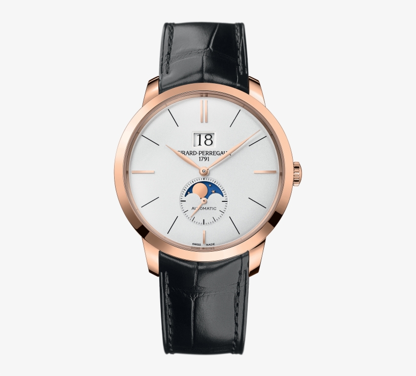 Girard Perregaux 1966 Large Date And Moon Phases - Girard-perregaux 1966 Automatic Rose Gold Silver Dial, transparent png