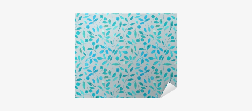 Floral Seamless Pattern With Blue Branches And Berries - Watercolor Painting, transparent png