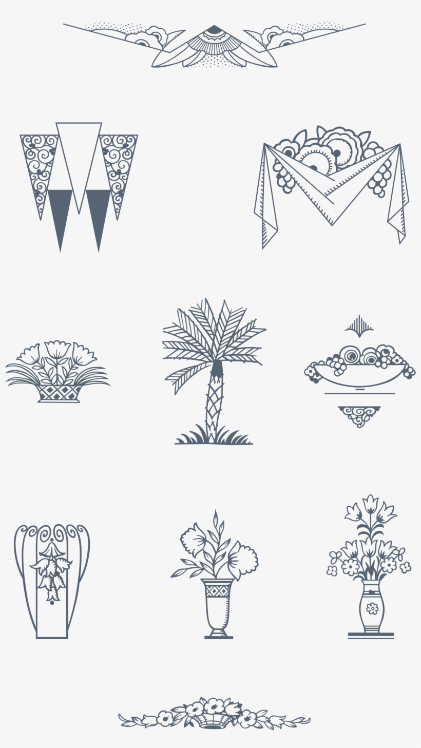 Download 170 Stylized Art Deco Illustrations And Ornaments, - Art Deco Patterns Png, transparent png