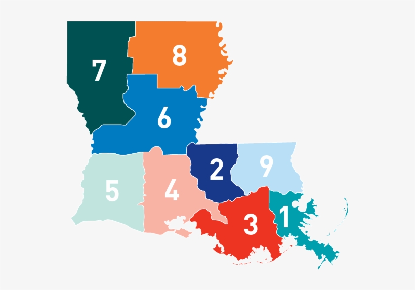 Lern-regions Map - Region 8 Louisiana, transparent png
