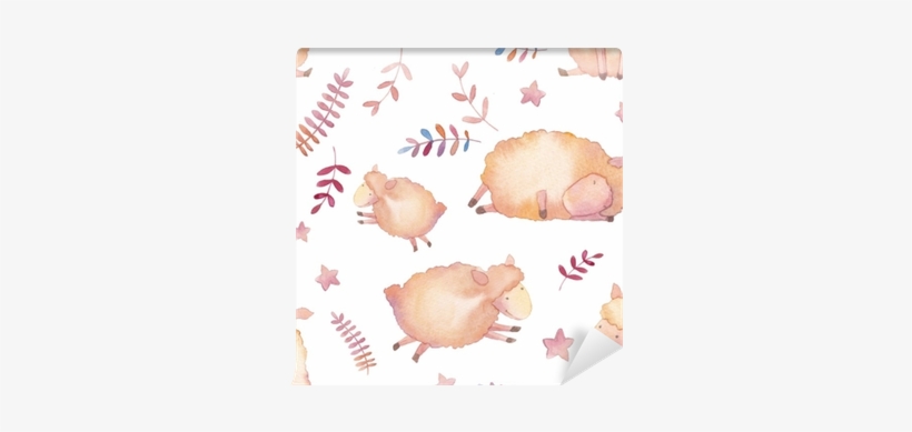 Watercolor Lambs Seamless Pattern - Sheep, transparent png
