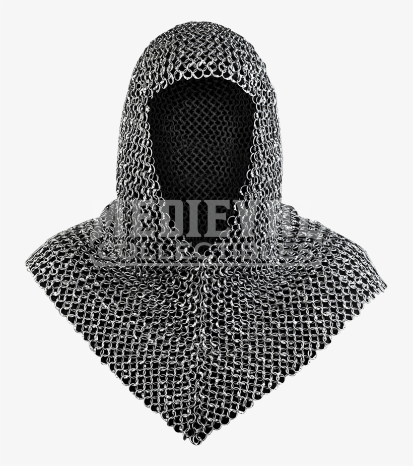 Richard Riveted Oiled Chainmail Coif - "richard Riveted Blackened Chainmail Coif", transparent png