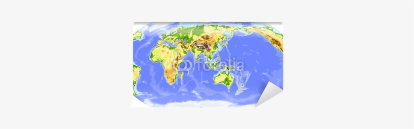 Physical World Vector Map, Centered On Asia Vinyl Wall - World Map, transparent png