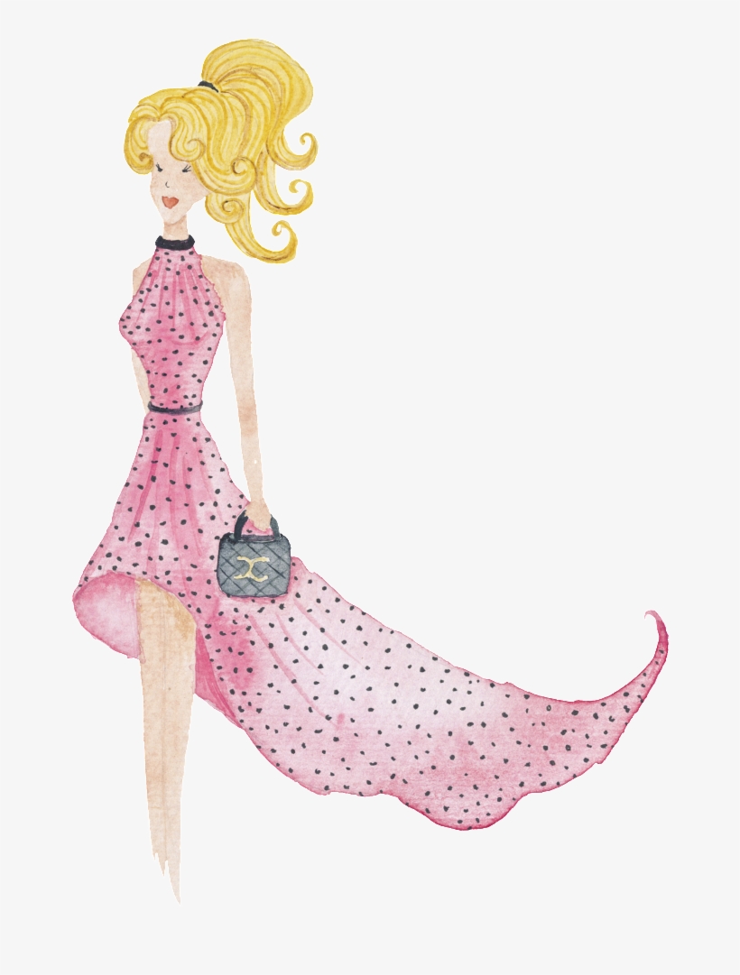 Hand Painted Fashion Girl Paris Cartoon Transparent - Fashion, transparent png