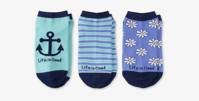 3-pack Women's Daisy & Anchor Low Cut Socks - Sock, transparent png