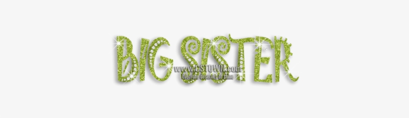 Green Big Sister Glitter Nailhead Iron On Transfer - Calligraphy, transparent png