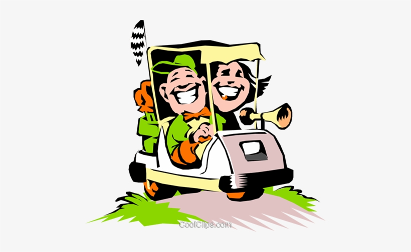 Cartoon Golf Cart - Couple In Golf Cart Cartoon, transparent png