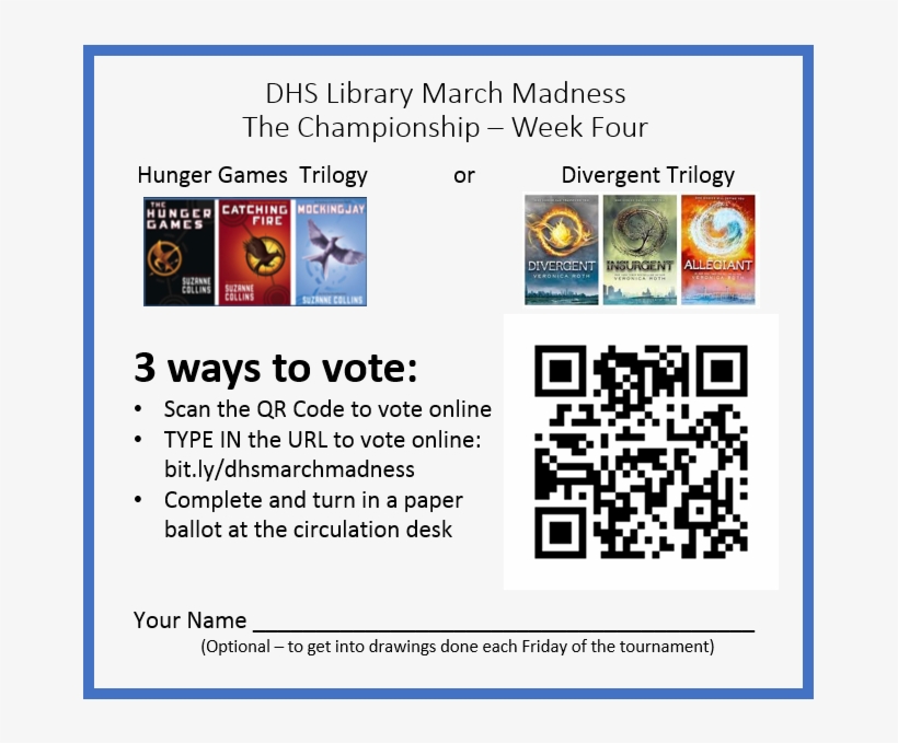 This Year's Library March Madness Book Tournament Was - March Madness Voting Ballot, transparent png