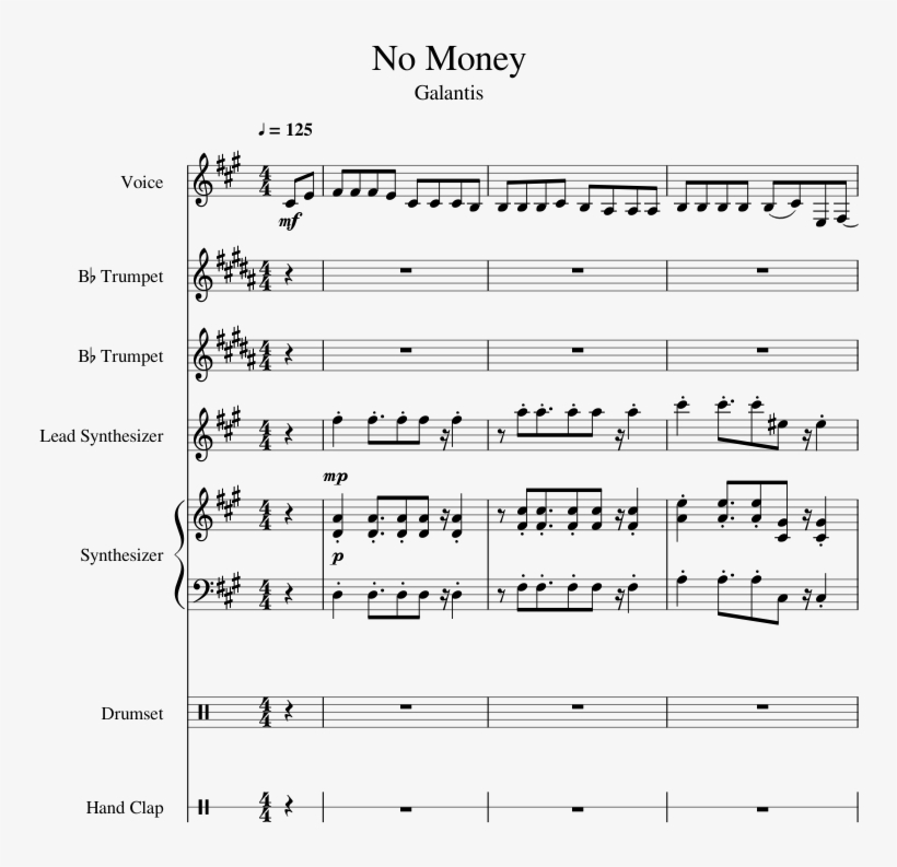 No Money Sheet Music 1 Of 33 Pages - Sheet Music, transparent png