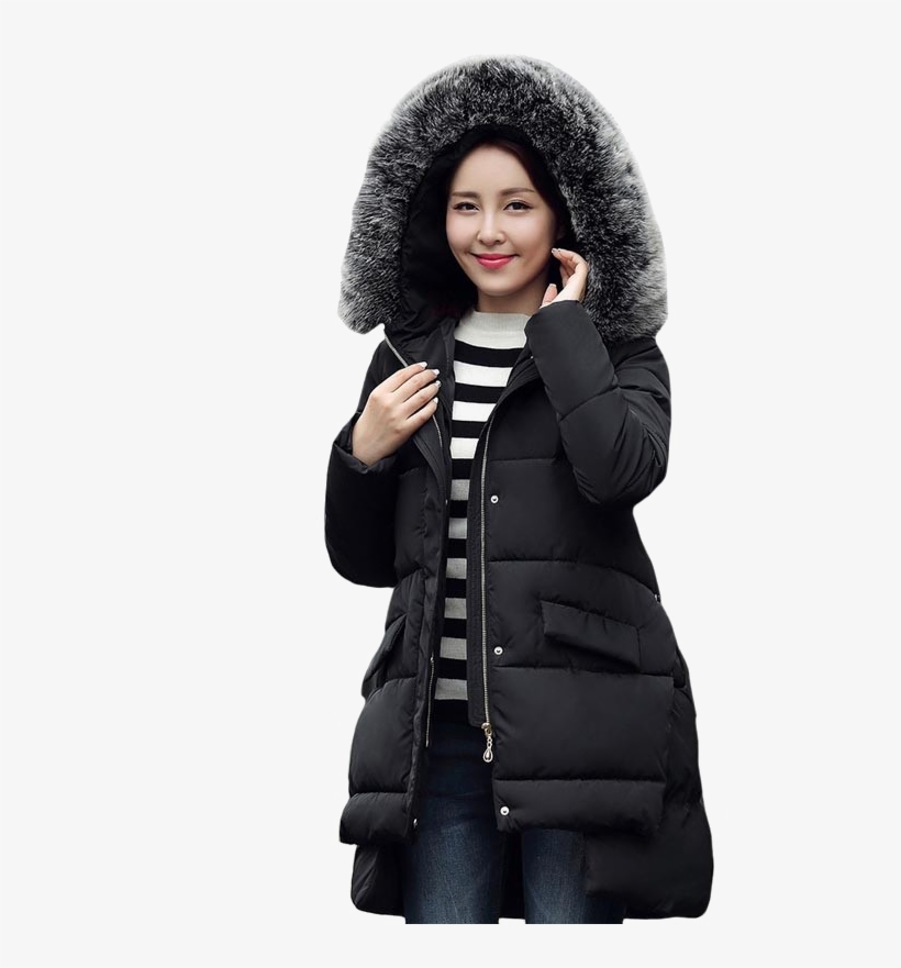 Black Winter Jacket For Women Png Image - Portable Network Graphics, transparent png