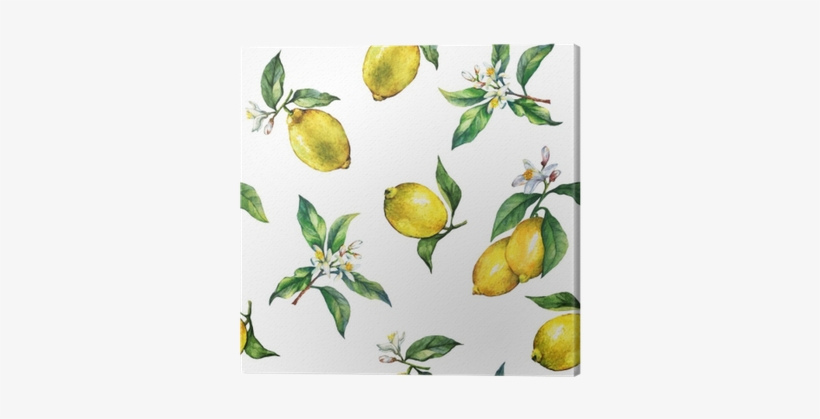 The Seamless Pattern Of The Branches Of Fresh Citrus - Watercolor Painting, transparent png