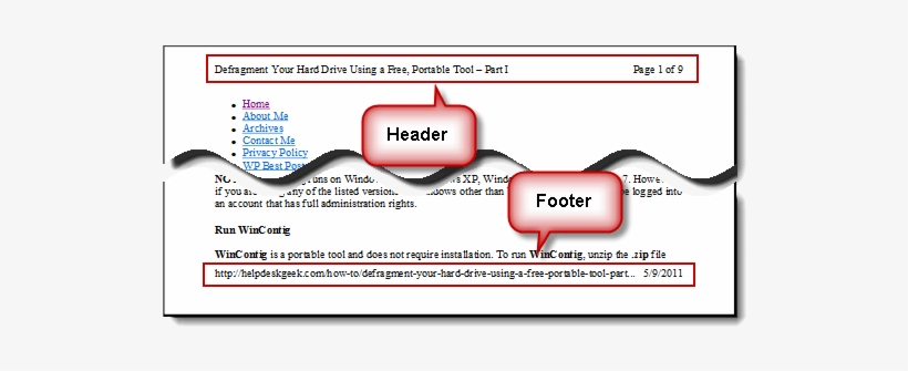 Header And Footer In Ie Print Preview - Page Footer, transparent png