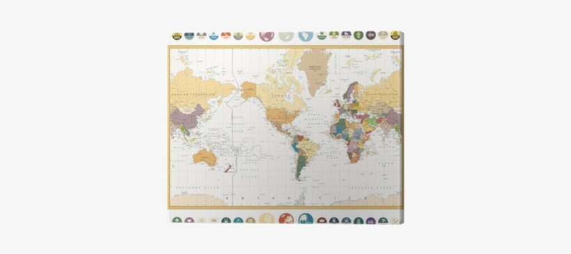 America Centered World Map With Flat Icons And Globes - World Map, transparent png