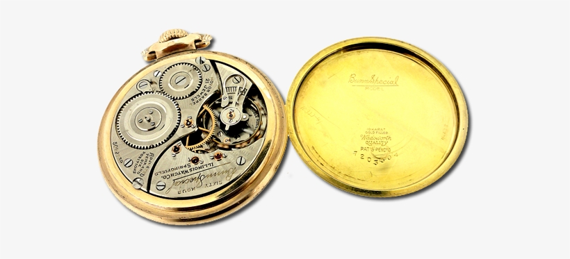 Case A Little Examples Of Vintage Illinois Pocket Watches - Pocket Watch, transparent png