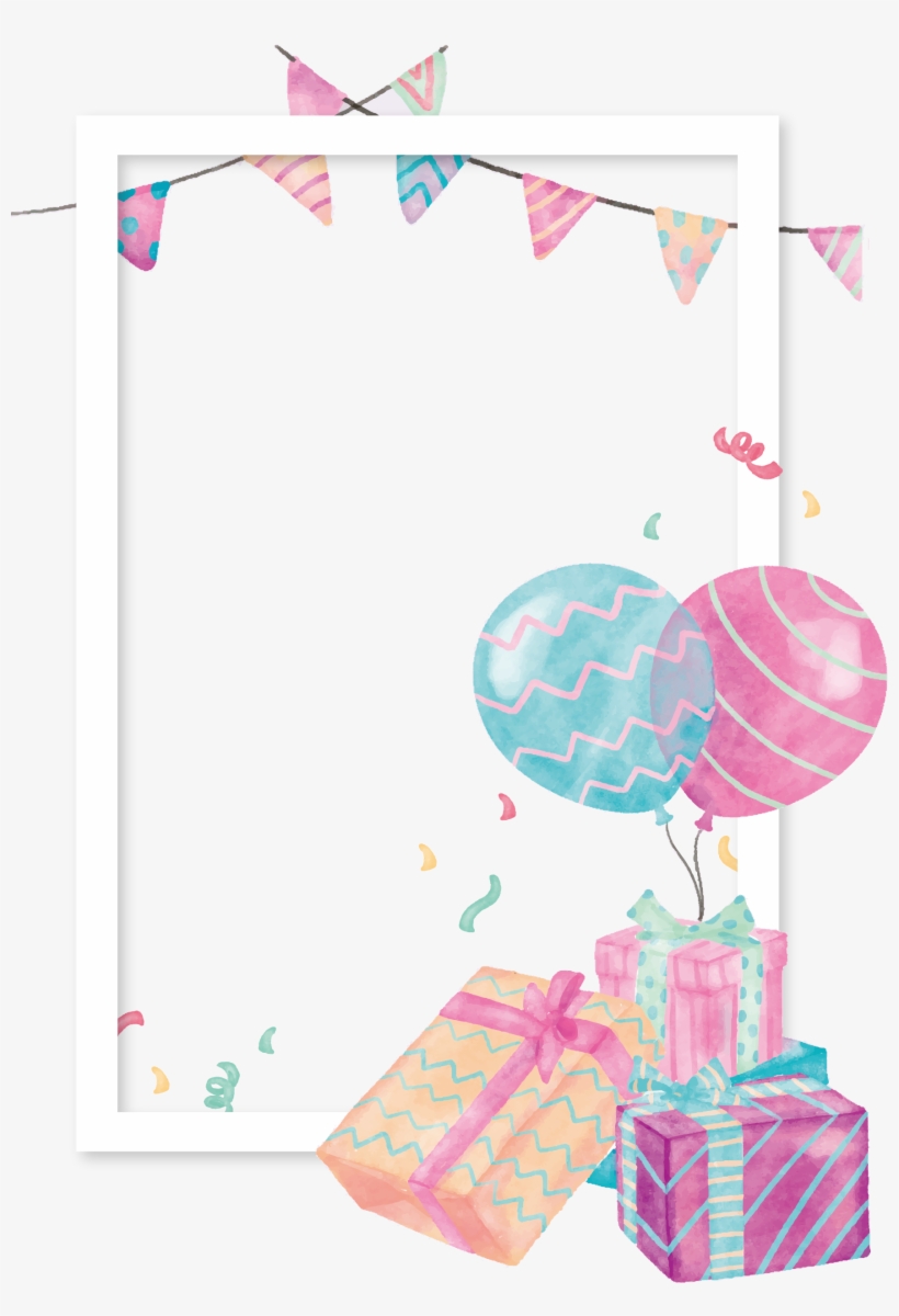 Balloon Gift Clip Art Box Border Transprent - Watercolor Balloon Decor Png, transparent png