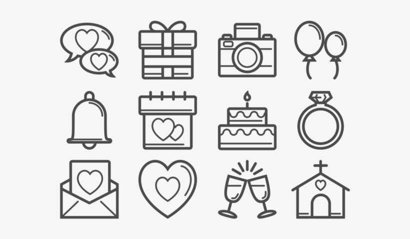 Ícones Linha Fina Boda - Wedding, transparent png