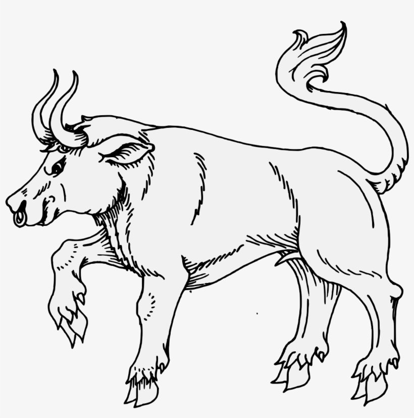 Bull Passant - Line Art, transparent png