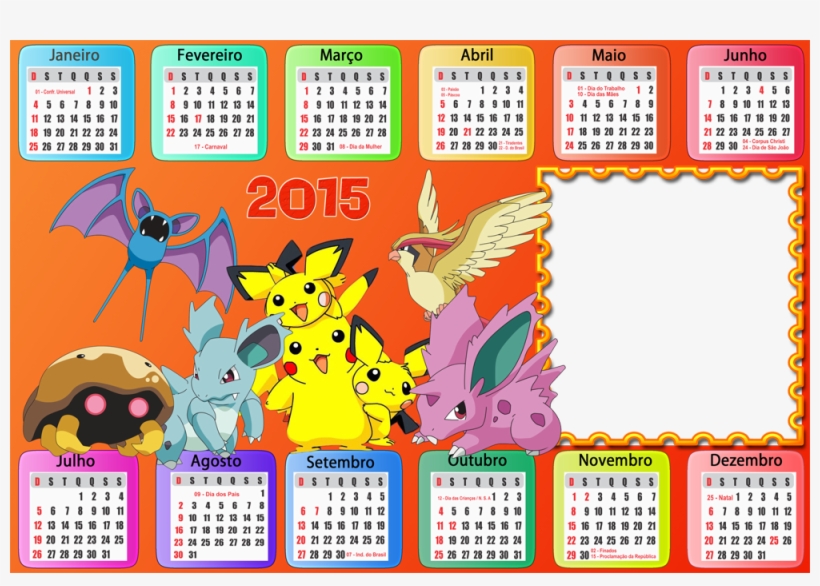 Moldura Pokemon 2015 - Calendario 2018 Pokemon Portugues, transparent png