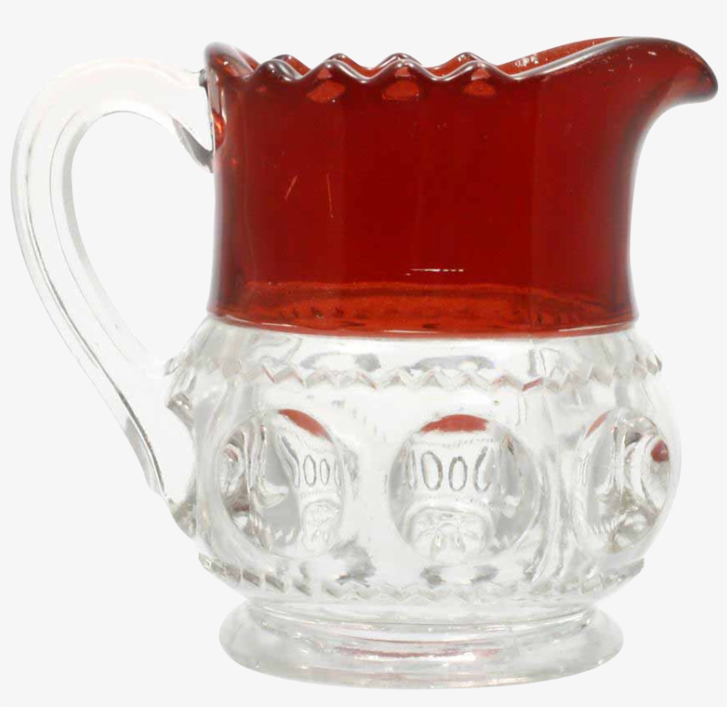 Adams Kings Crown Creamer Ruby Stained Antique Pressed - Pressed Glass, transparent png