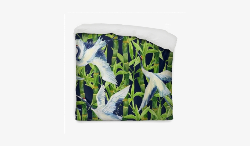 Watercolor Asian Crane Bird Seamless Pattern Duvet - Mot Suluboya Duvar Kağıdı 10-024102, transparent png