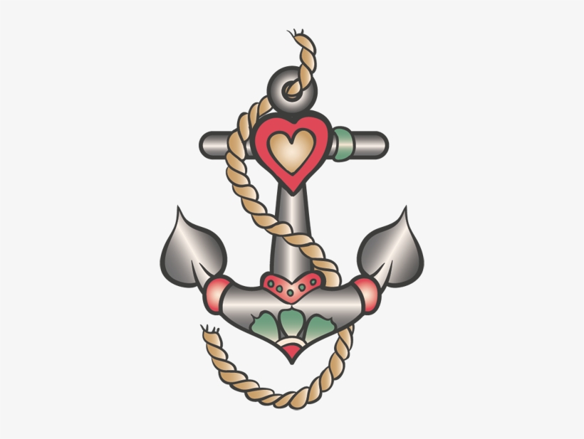 Vinilo Decorativo Tatuaje De Ancla - Anchor With Hearts Png, transparent png