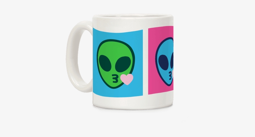 Blowing Kiss Alien Emojis Coffee Mug - Mug, transparent png