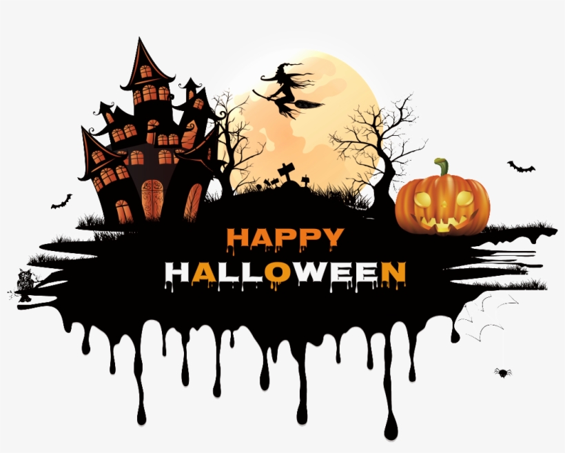 Happy Halloween Witch On Broomstick With Moon Shirt, transparent png