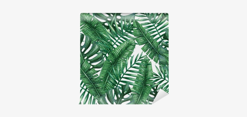 Watercolor Tropical Palm Leaves Seamless Pattern - Suabo Polyester Waterproof Fabric Shower Curtain Decorative, transparent png