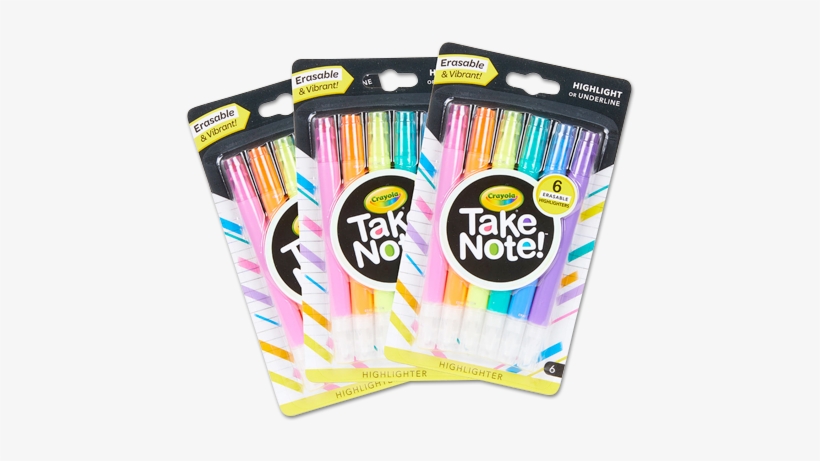 Crayola Take Note Back To School - Crayola Take Note! Erasable Highlighters, transparent png