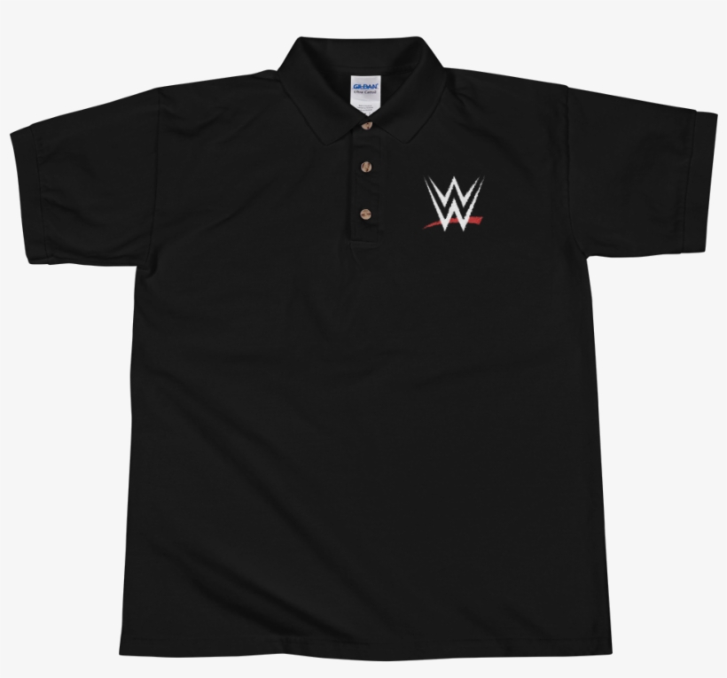 Wwe Logo Embroidered Polo Shirt - Black T Shirt Jpg, transparent png