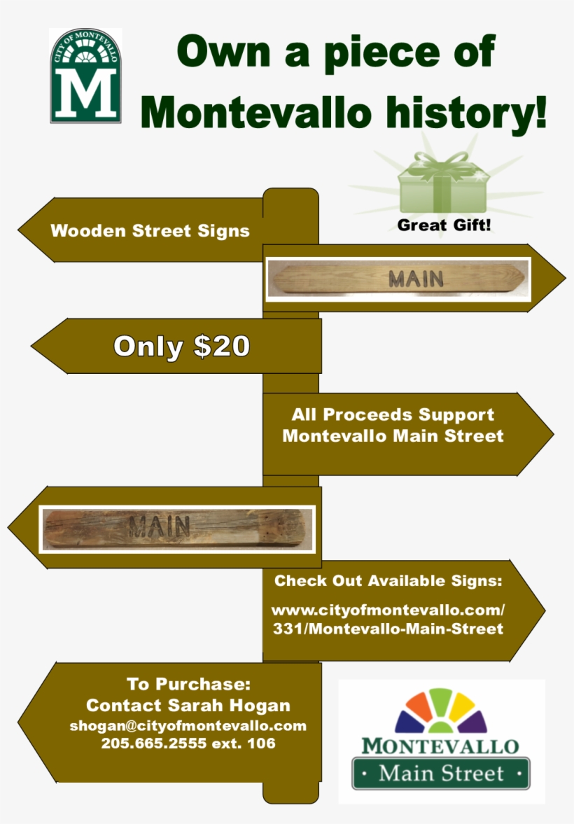 Wooden Street Sign Flyer - Montevallo, transparent png