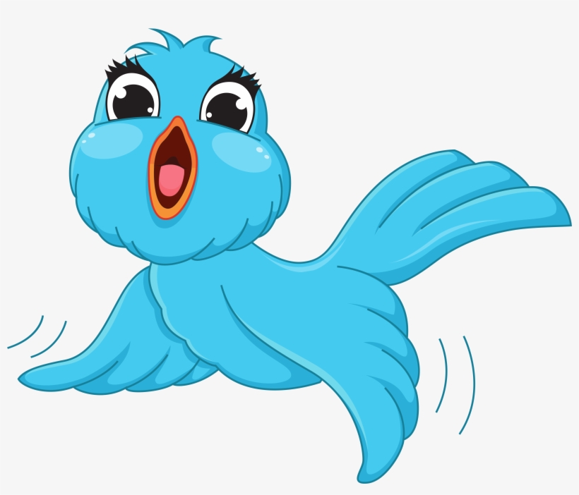 Blue Flower Clipart Comic - Bird Cartoon Transparent Background, transparent png