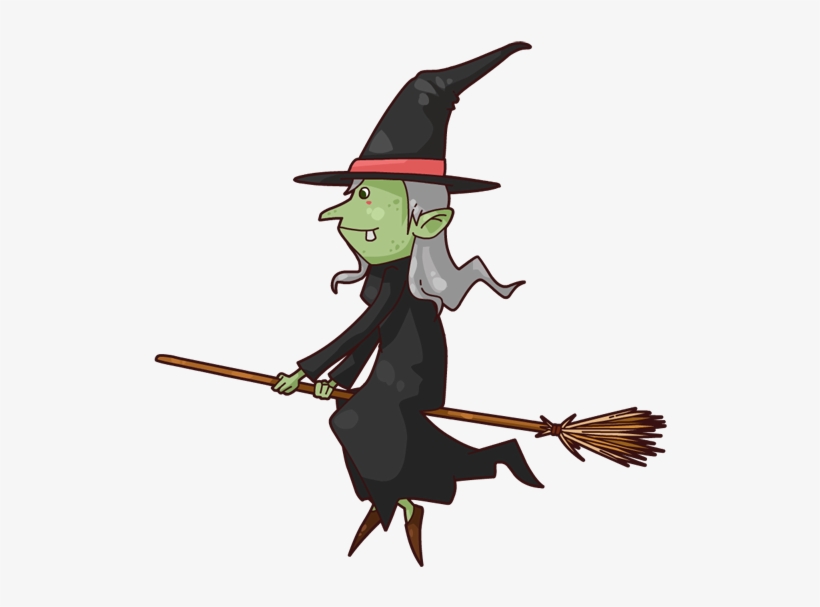 Witch14 - Cartoon Witch On A Broom, transparent png