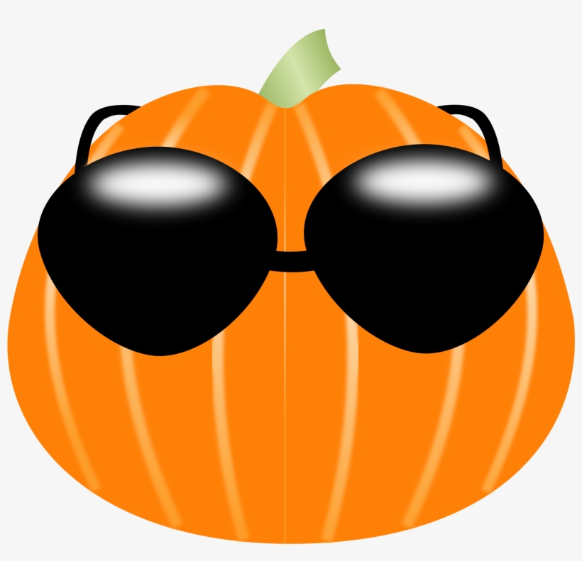 Pumpkin Wearing Sunglasses - Funny Pumpkin Clip Art, transparent png