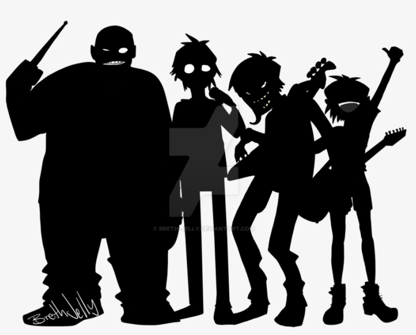 Gorillaz Band By Breth-jelly On Deviantart - Gorillaz Black And White, transparent png