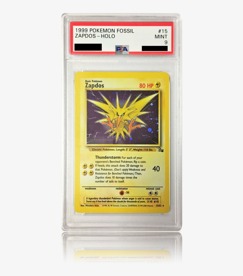 Psa 9 Zapdos 15/62 1999-2000 - Zapdos Fossil Holo, transparent png